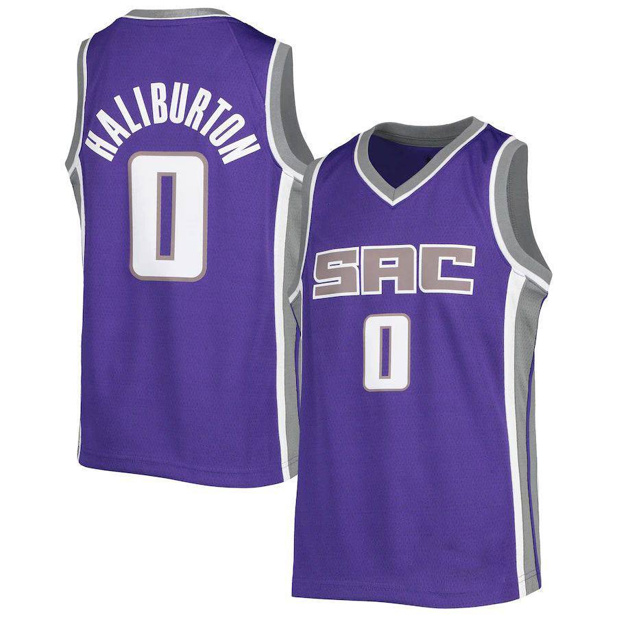 S.Kings #0 Tyrese Haliburton Diamond Swingman Jersey Icon Edition Purple Stitched American Basketball Jersey UNEC