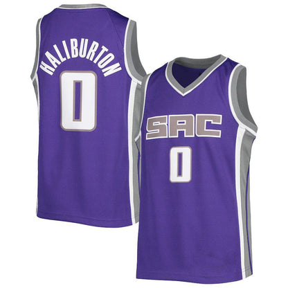 S.Kings #0 Tyrese Haliburton Diamond Swingman Jersey Icon Edition Purple Stitched American Basketball Jersey UNEC
