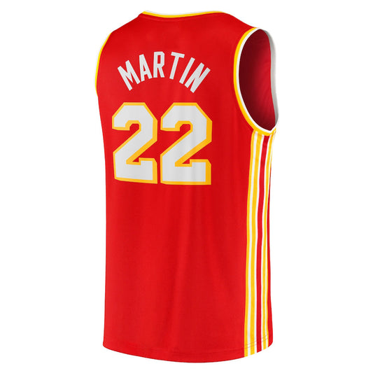 A.Hawks #22 Tyrese Martin Fanatics Branded 2021-22 Fast Break Replica Jersey Icon Edition Red Stitched American Basketball Jersey UNEC