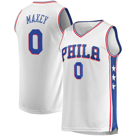 PH.76ers #0 Tyrese Maxey Fanatics Branded 2022-23 Fast Break Replica Jersey  White  Association Edition Stitched American Basketball Jersey UNEC