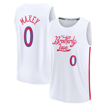 PH.76ers #0 Tyrese Maxey Fanatics Branded 2022-23 Fastbreak Jersey City Edition White Stitched American Basketball Jersey UNEC