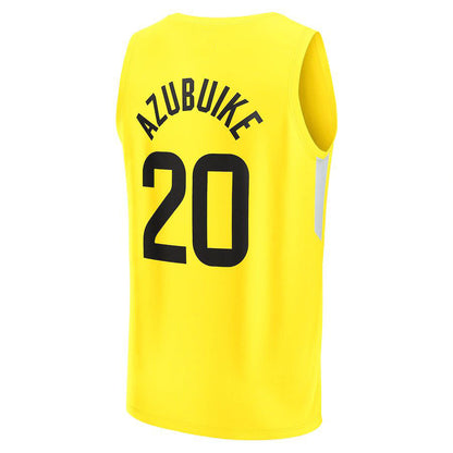 U.Jazz #20 Udoka Azubuike Fanatics Branded 2022-23 Fast Break Replica Player Jersey Icon Edition Yellow Stitched American Basketball Jersey UNEC