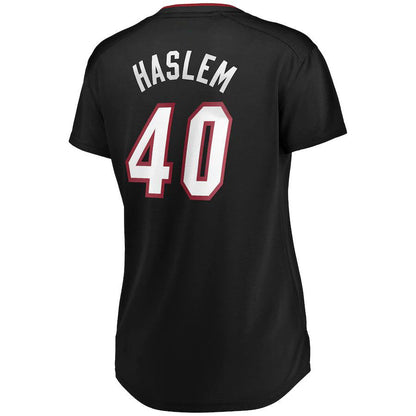 M.Heat #40 Udonis Haslem Fanatics Branded Women's Fast Break Player Jersey  Icon Edition Black Stitched American Basketball Jersey UNEC
