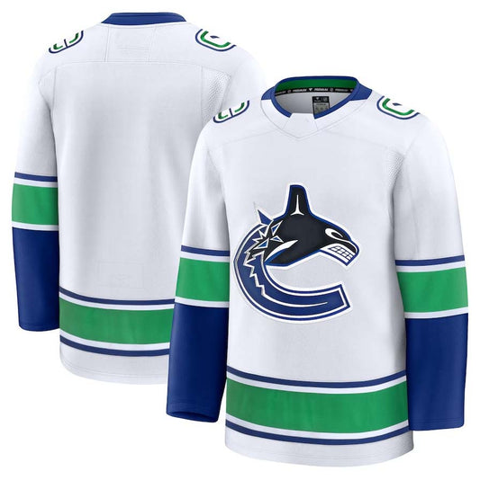 V.Canucks Fanatics Away Premium Jersey - White Stitched American Hockey Jersey UNEC