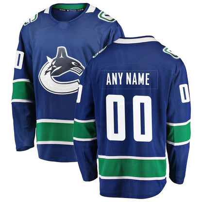 Custom V.Canucks  Fanatics Branded Home Team Breakaway Jersey  Royal Stitched American Hockey Jersey UNEC