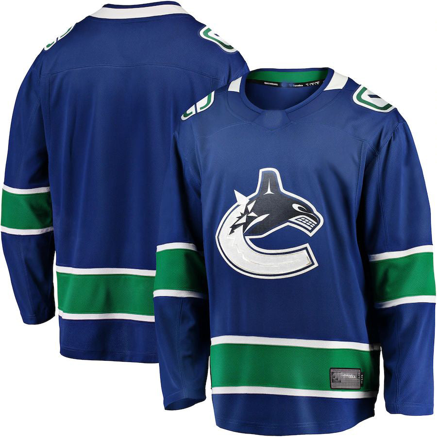 V.Canucks Fanatics Branded Home Team Breakaway Jersey Blue Stitched American Hockey Jersey UNEC
