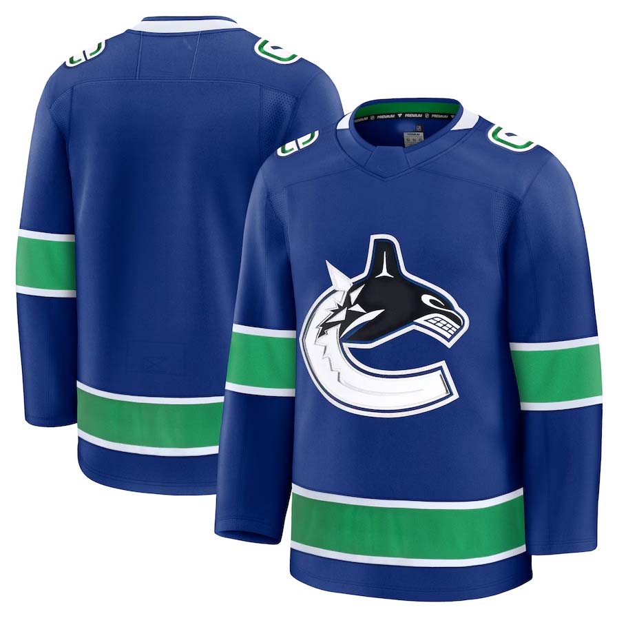 V.Canucks Fanatics Home Premium Jersey - Blue Stitched American Hockey Jersey UNEC