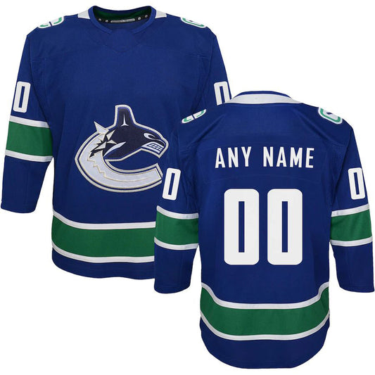 Custom V.Canucks Premier Jersey Blue Stitched American Hockey Jersey UNEC