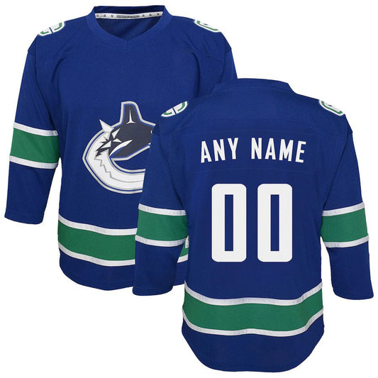 Custom V.Canucks Replica Jersey Blue Stitched American Hockey Jersey UNEC