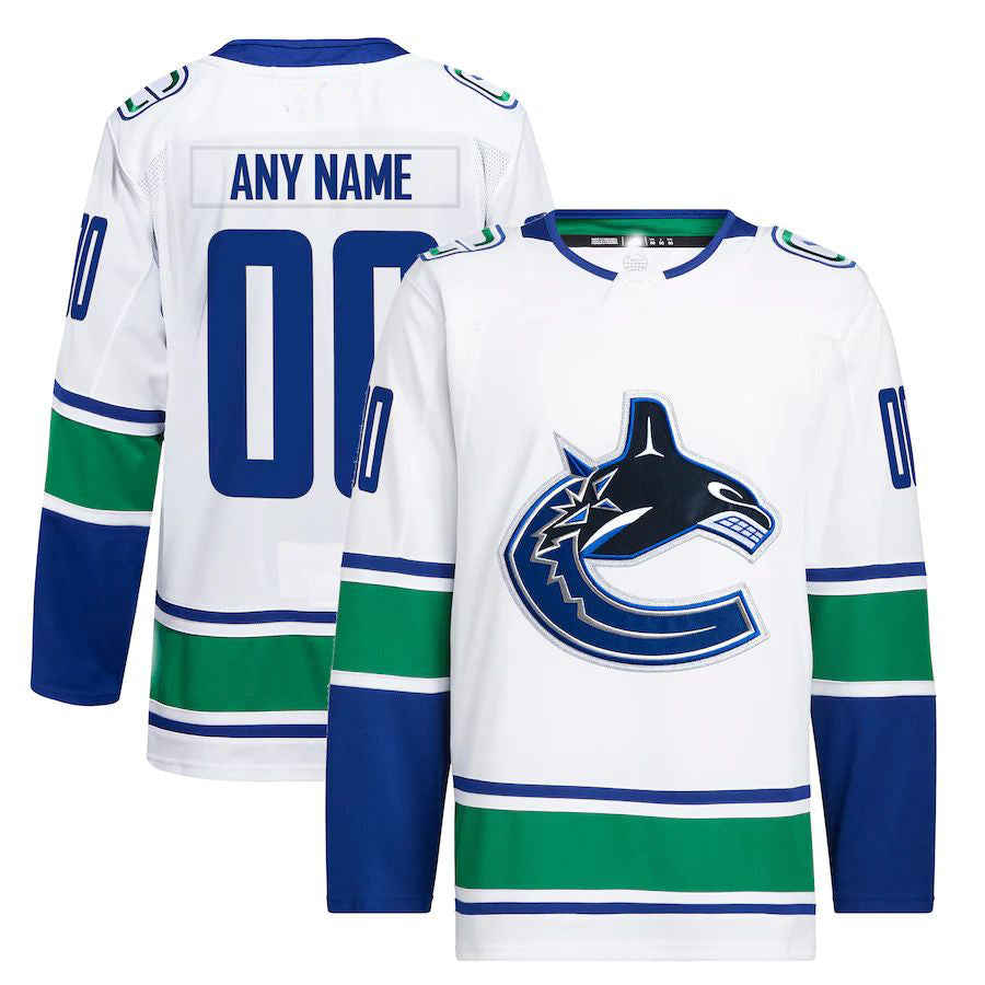 Custom V.Canucks Away Primegreen Authentic Pro Jersey White Stitched American Hockey Jersey UNEC