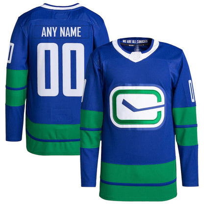 Custom V.Canucks Primegreen Authentic Pro Jersey Royal Stitched American Hockey Jersey UNEC