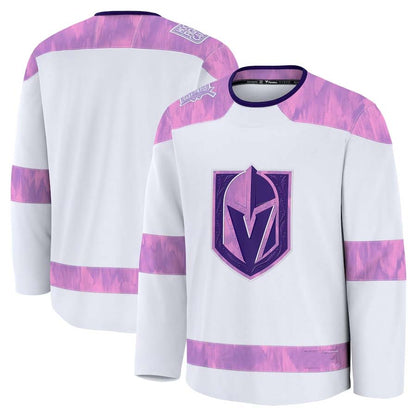V.Golden Knights Fanatics 2024 Hockey Fights Cancer Practice Jersey - White Stitched American Hockey Jersey UNEC