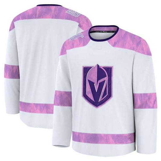 V.Golden Knights Fanatics 2024 Hockey Fights Cancer Practice Jersey - White Stitched American Hockey Jersey UNEC
