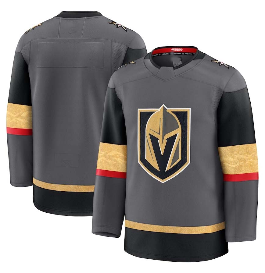 V.Golden Knights Fanatics Alternate Premium Jersey - Gray Stitched American Hockey Jersey UNEC