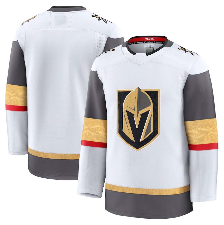 V.Golden Knights Fanatics Away Premium Jersey - White Stitched American Hockey Jersey UNEC