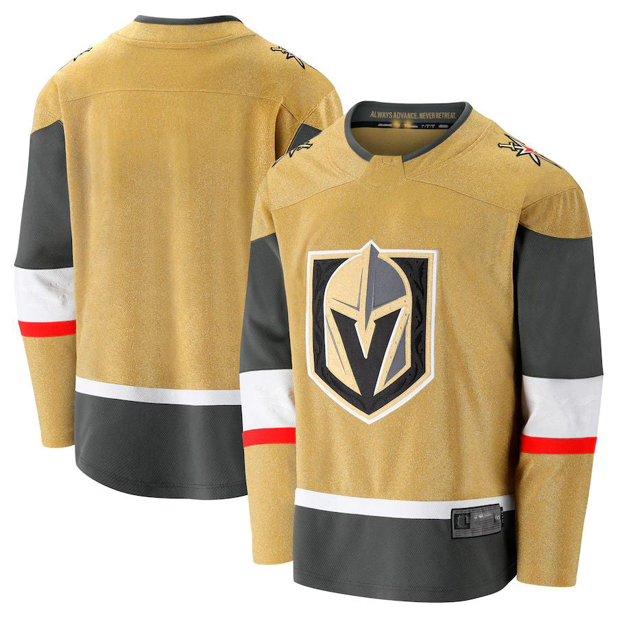 V.Golden Knights Fanatics Branded 2020-21 Home Premier Breakaway Jersey Gold Stitched American Hockey Jersey UNEC