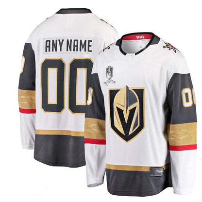 Custom V.Golden Knights Fanatics Branded 2023 Stanley Cup Champions Away Breakaway Custom Jersey - White Stitched American Hockey Jersey UNEC