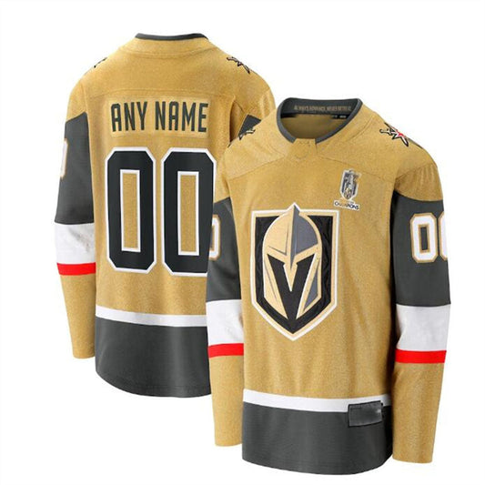 Custom V.Golden Knights Fanatics Branded 2023 Stanley Cup Champions Home Breakaway Custom Jersey - Gold Stitched American Hockey Jersey UNEC