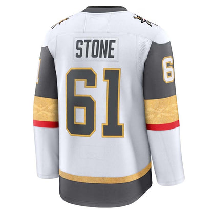 V.Golden Knights #61 Mark Stone Fanatics Away Premium Jersey - White Stitched American Hockey Jersey UNEC