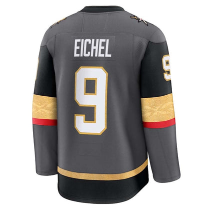V.Golden Knights #9 Jack Eichel Fanatics Alternate Premium Jersey - Gray Stitched American Hockey Jersey UNEC