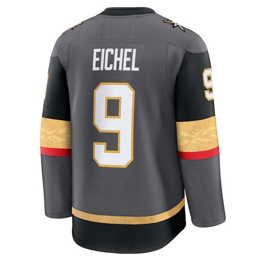 V.Golden Knights #9 Jack Eichel Fanatics Alternate Premium Jersey - Gray Stitched American Hockey Jersey UNEC