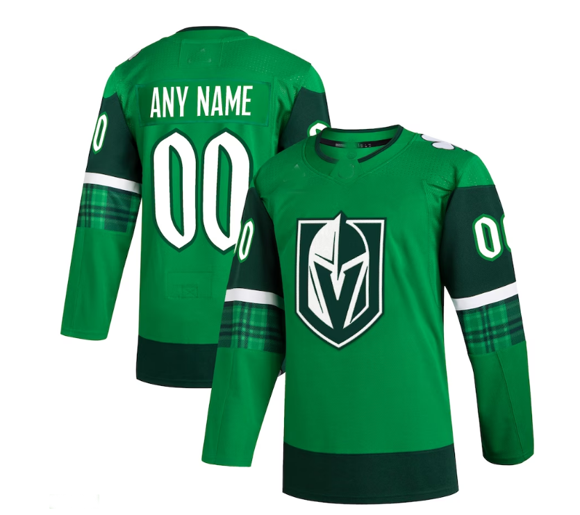 Custom V.Golden Knights 2023 St. Patrick's Day Primegreen Authentic Custom Jersey - Kelly Green Stitched American Hockey Jersey UNEC