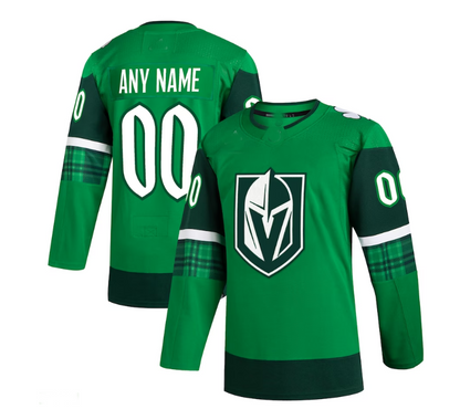 Custom V.Golden Knights 2023 St. Patrick's Day Primegreen Authentic Custom Jersey - Kelly Green Stitched American Hockey Jersey UNEC