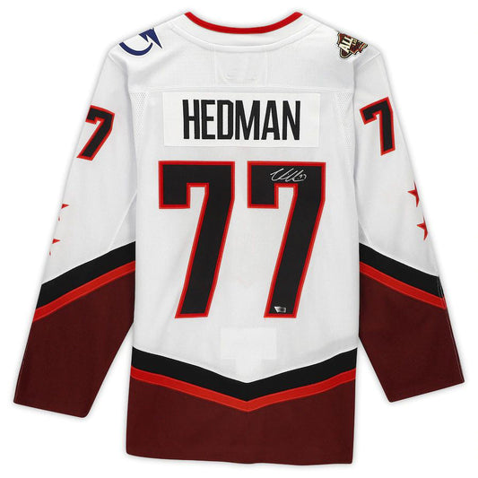 TB.Lightning #77 Victor Hedman Fanatics Authentic Autographed 2022 All-Star Game White Stitched American Hockey Jersey UNEC