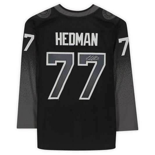 TB.Lightning #77 Victor Hedman Fanatics Authentic Autographed Black Alternate Jersey Stitched American Hockey Jersey UNEC