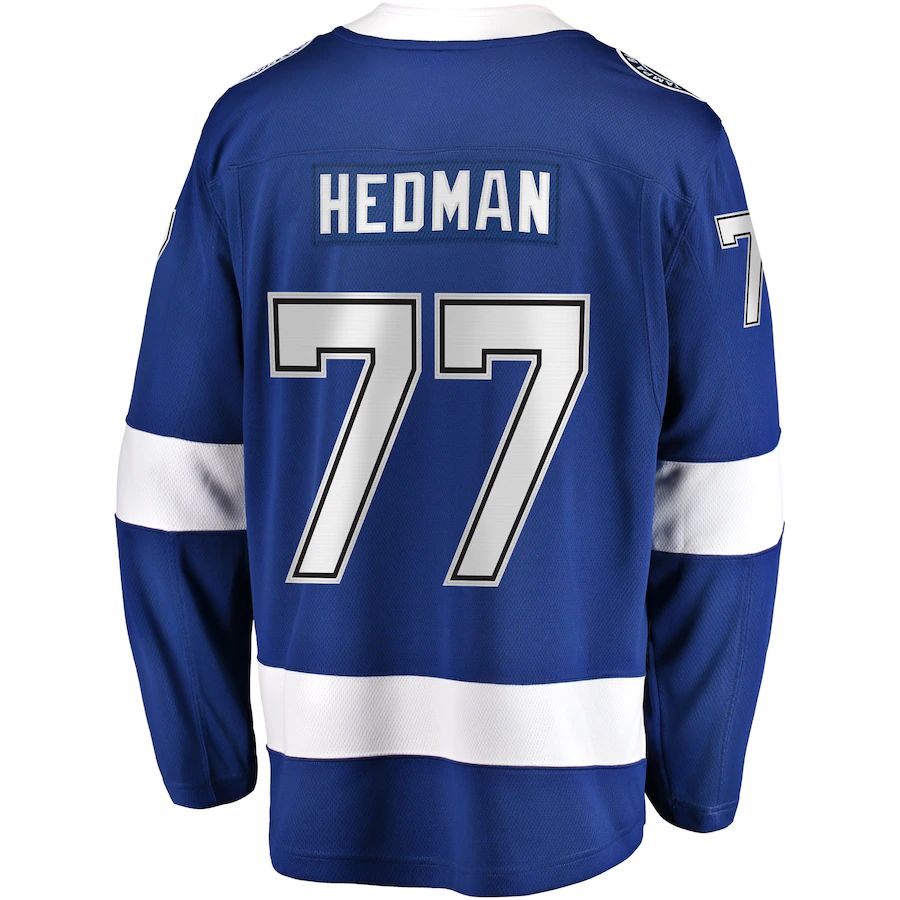 TB.Lightning #77 Victor Hedman Fanatics Branded Home Premier Breakaway Player Jersey  Blue Stitched American Hockey Jersey UNEC