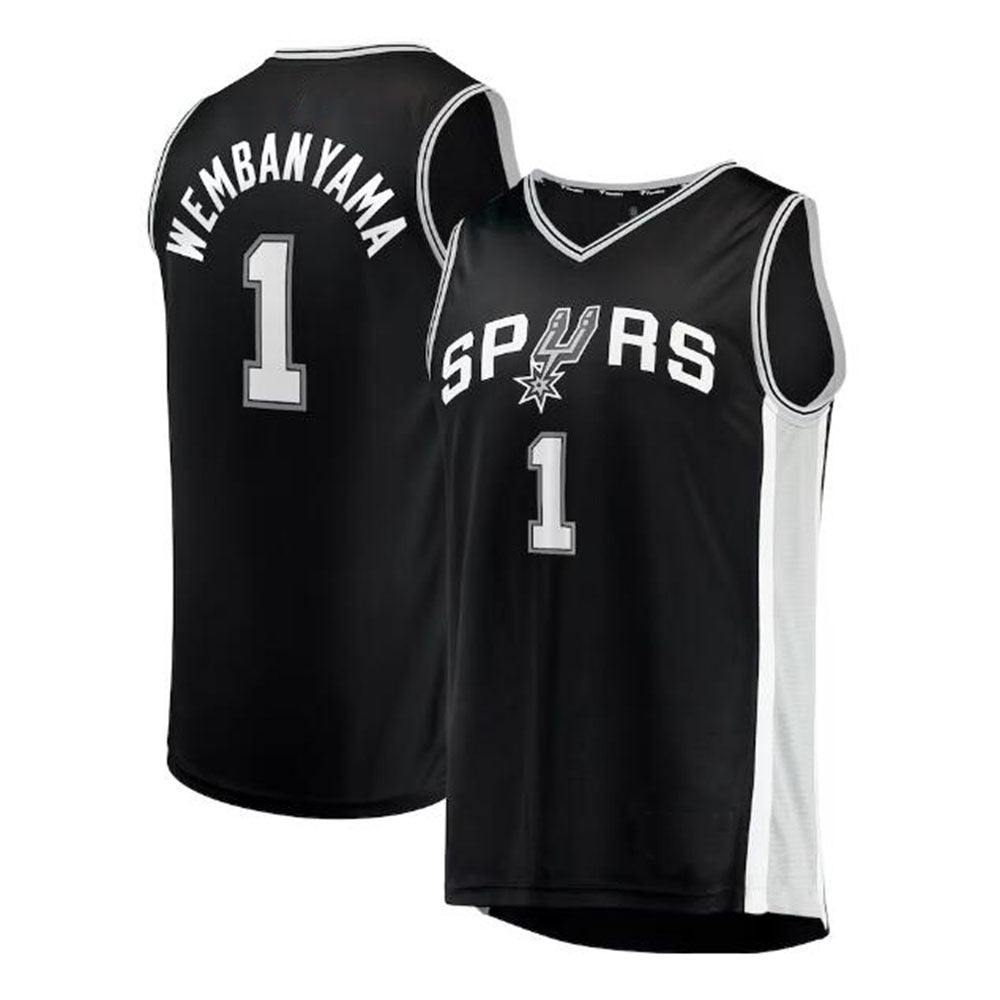 S.Antonio Spurs #1 Victor Wembanyama Fanatics Branded 2023 Draft First Round Pick Fast Break Replica Jersey - Icon Edition - Black Stitched American Basketball Jersey UNEC