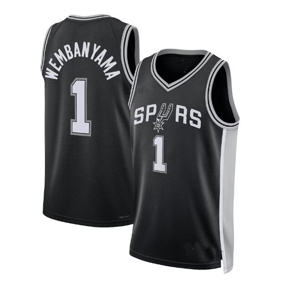 S.Antonio Spurs #1 Victor Wembanyama Unisex 2023 Draft First Round Pick Swingman Jersey - Icon Edition - Black Stitched American Basketball Jersey UNEC