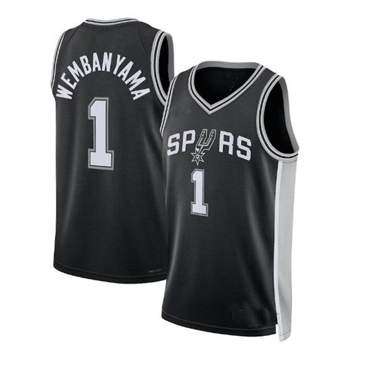 S.Antonio Spurs #1 Victor Wembanyama Unisex 2023 Draft First Round Pick Swingman Jersey - Icon Edition - Black Stitched American Basketball Jersey UNEC