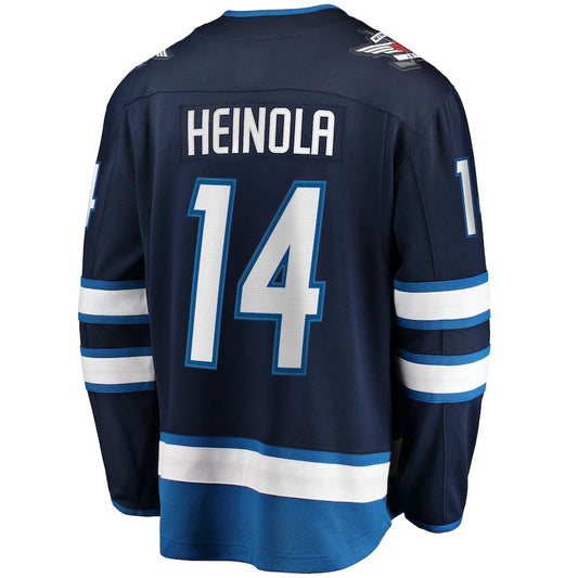 W.Jets #14 Ville Heinola Fanatics Branded Home Breakaway Player Jersey  Navy Stitched American Hockey Jersey UNEC