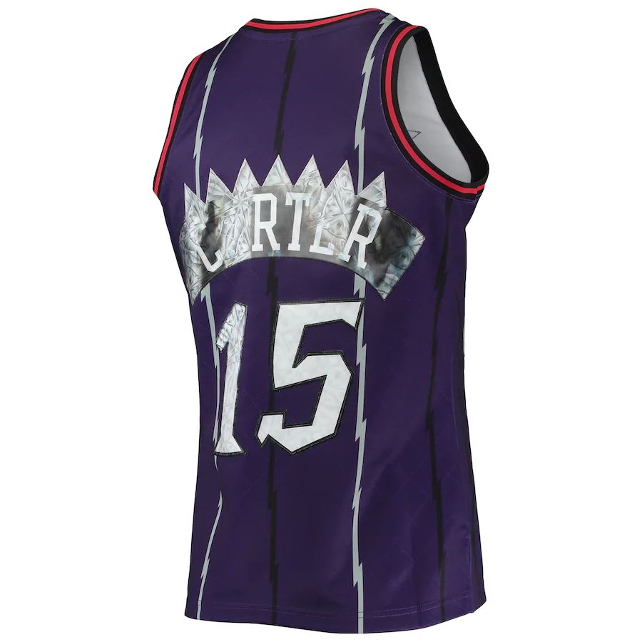 T.Raptors #15 Vince Carter Mitchell & Ness 1996-97 Hardwood Classics N75th Anniversary Diamond Swingman Jersey Purple Stitched American Basketball Jersey UNEC
