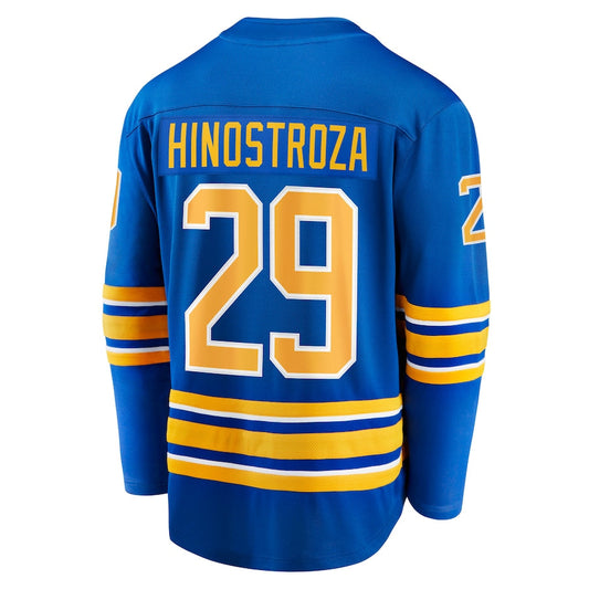 B.Sabres #29 Vinnie Hinostroza Fanatics Branded Home Breakaway Player Jersey Royal Stitched American Hockey Jersey UNEC