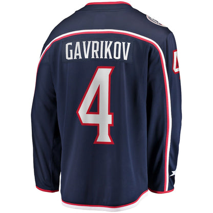 C.Blue Jackets #4 Vladislav Gavrikov Fanatics Branded Home Team Breakaway Player Jersey Navy Stitched American Hockey Jersey UNEC