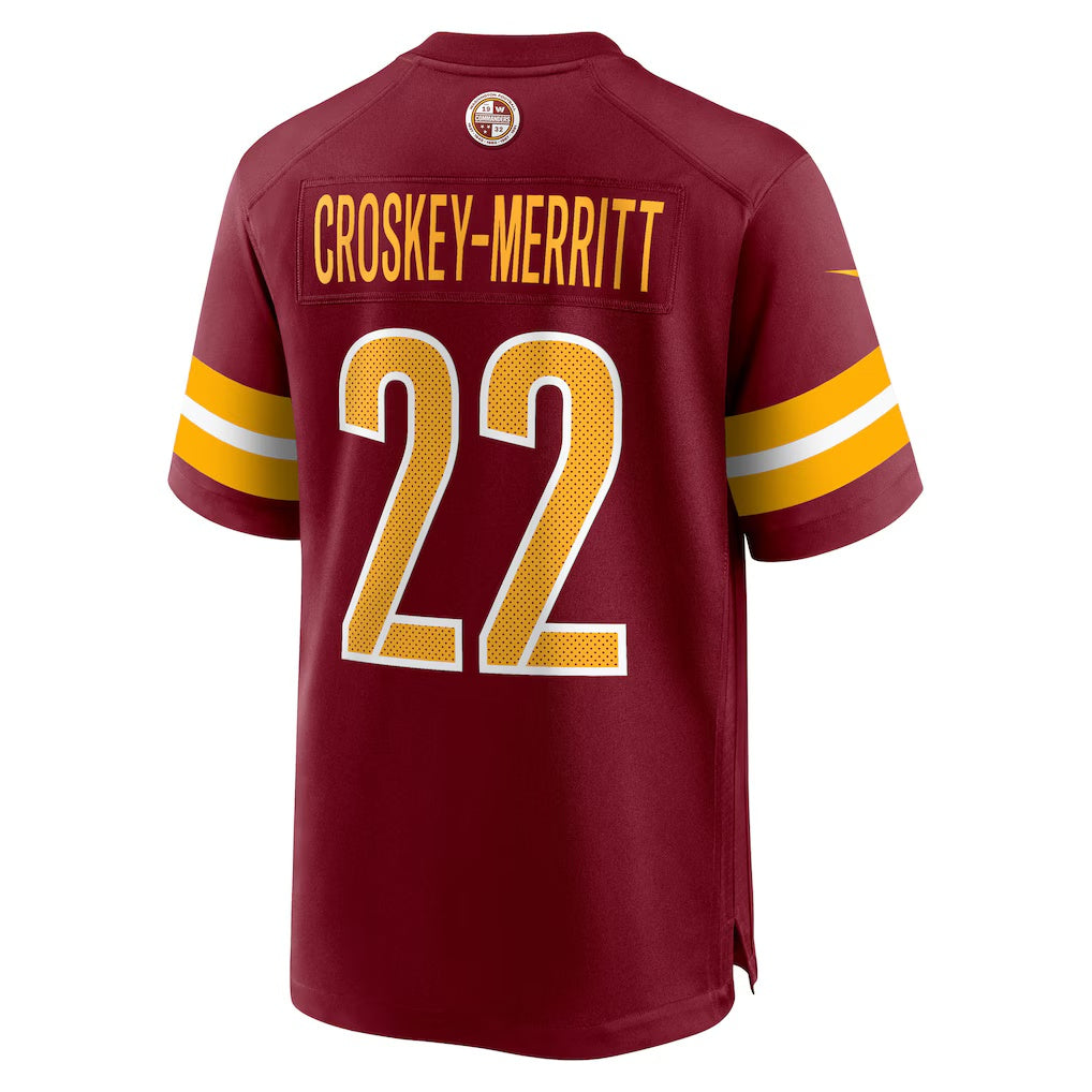 W.Commanders #22 Jacory Croskey-Merritt Burgundy Team Game Stitched American Football Jerseys CustomName