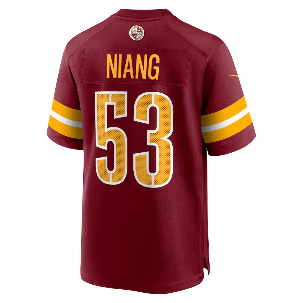 W.Commanders #53 Lucas Niang Burgundy Team Game Stitched American Football Jerseys CustomName