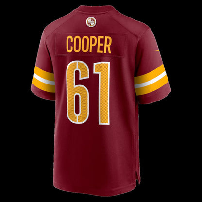 W.Commanders #61 Tyler Cooper Burgundy Team Game Stitched American Football Jerseys CustomName