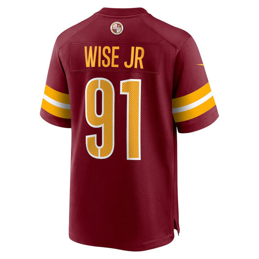 W.Commanders #91 Deatrich Wise Jr. Burgundy Team Game Stitched American Football Jerseys CustomName
