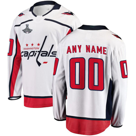 Custom W.Capitals 2018 Stanley Cup Champions Away Breakaway Jersey White Stitched American Hockey Jersey UNEC