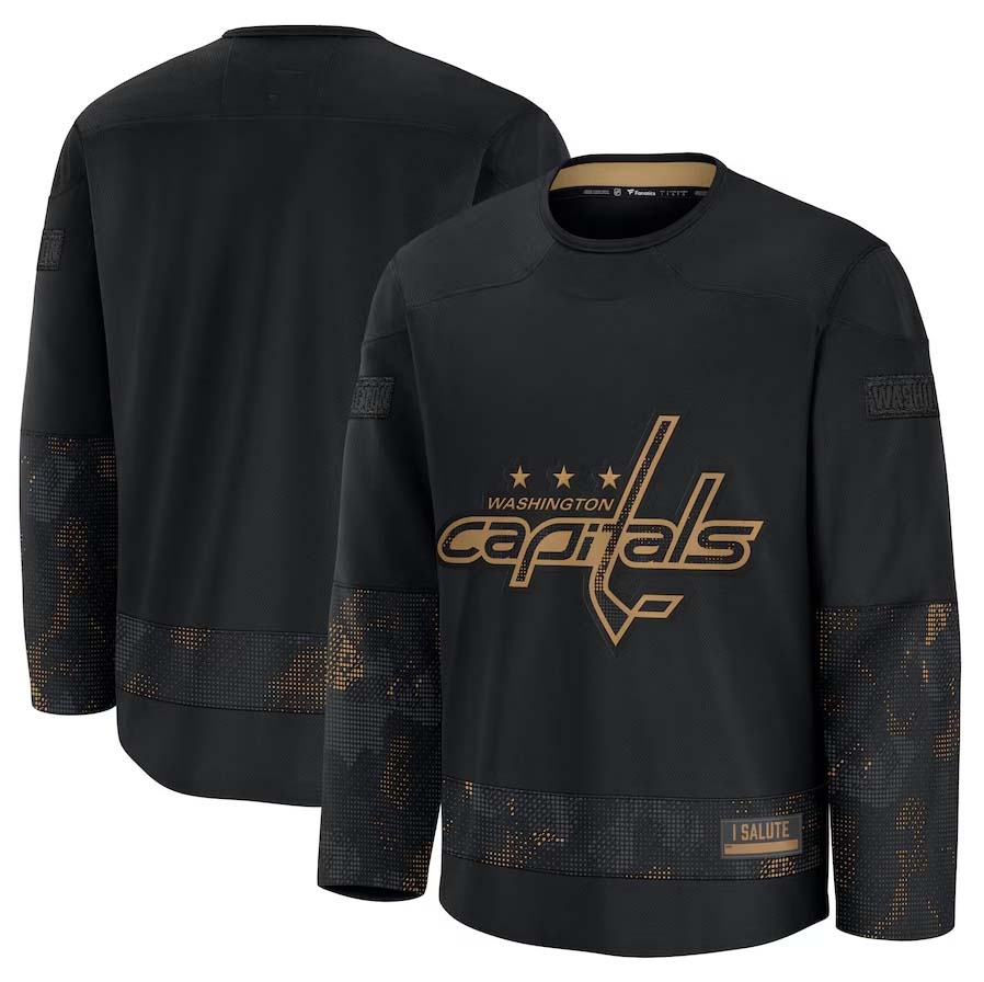 W.Capitals Fanatics 2024 Military Appreciation Practice Jersey - Black Stitched American Hockey Jersey UNEC