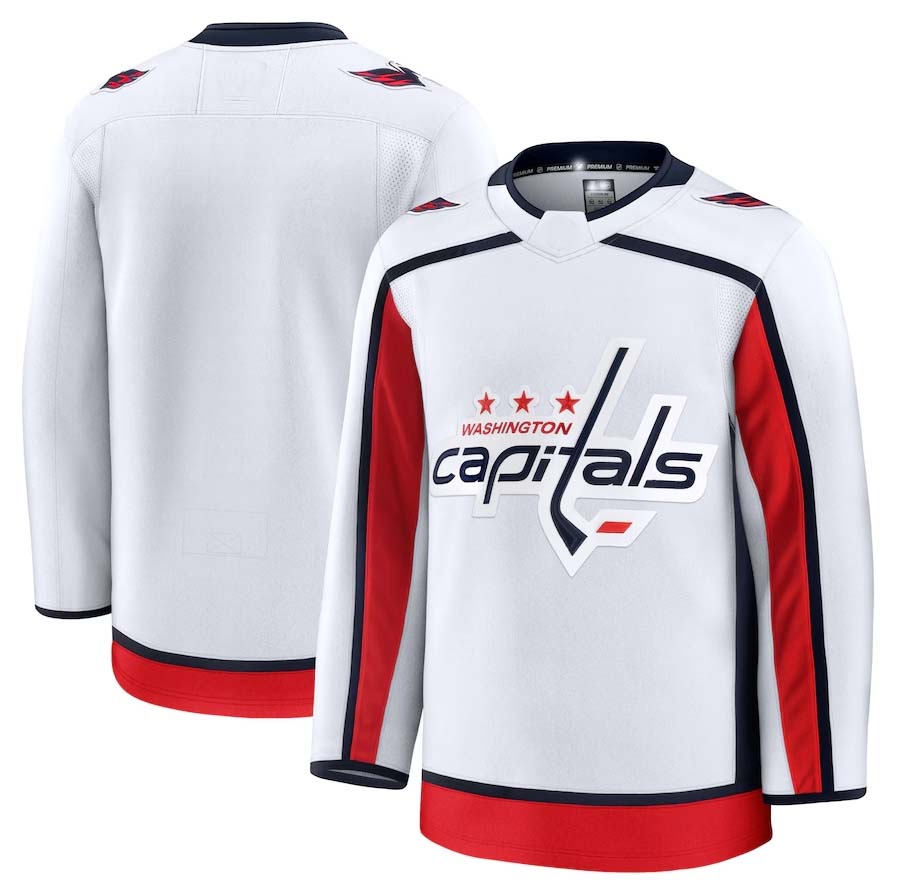 W.Capitals Fanatics Away Premium Jersey - White Stitched American Hockey Jersey UNEC