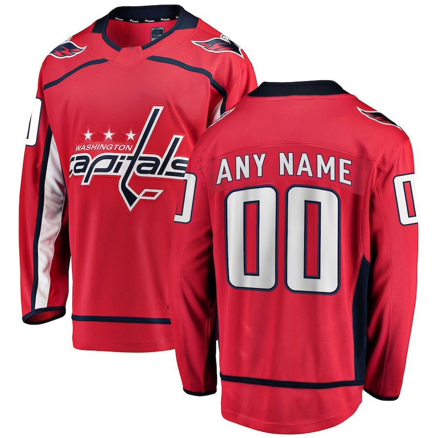 Custom W.Capitals Fanatics Branded Home Breakaway Red Stitched American Hockey Jersey UNEC