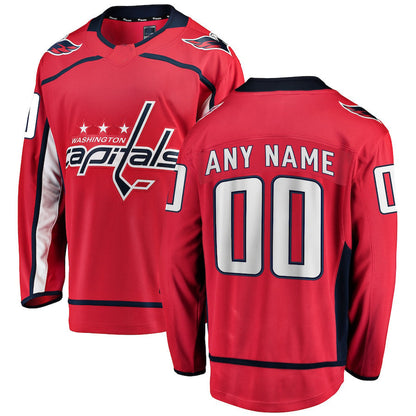 Custom W.Capitals Fanatics Branded Home Breakaway Red Stitched American Hockey Jersey UNEC