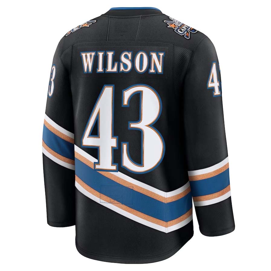 W.Capitals #43 Tom Wilson Fanatics Alternate 50th Anniversary Premium Jersey - Black Stitched American Hockey Jersey UNEC