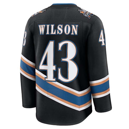 W.Capitals #43 Tom Wilson Fanatics Alternate 50th Anniversary Premium Jersey - Black Stitched American Hockey Jersey UNEC