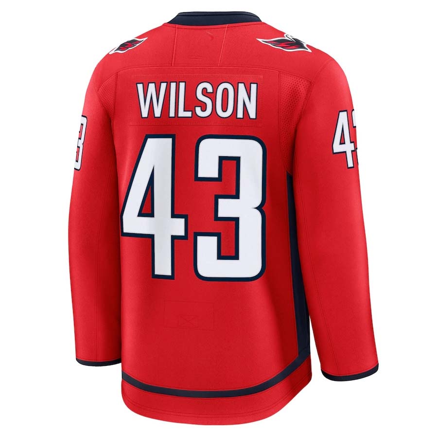 W.Capitals #43 Tom Wilson Fanatics Home Premium Jersey - Red Stitched American Hockey Jersey UNEC