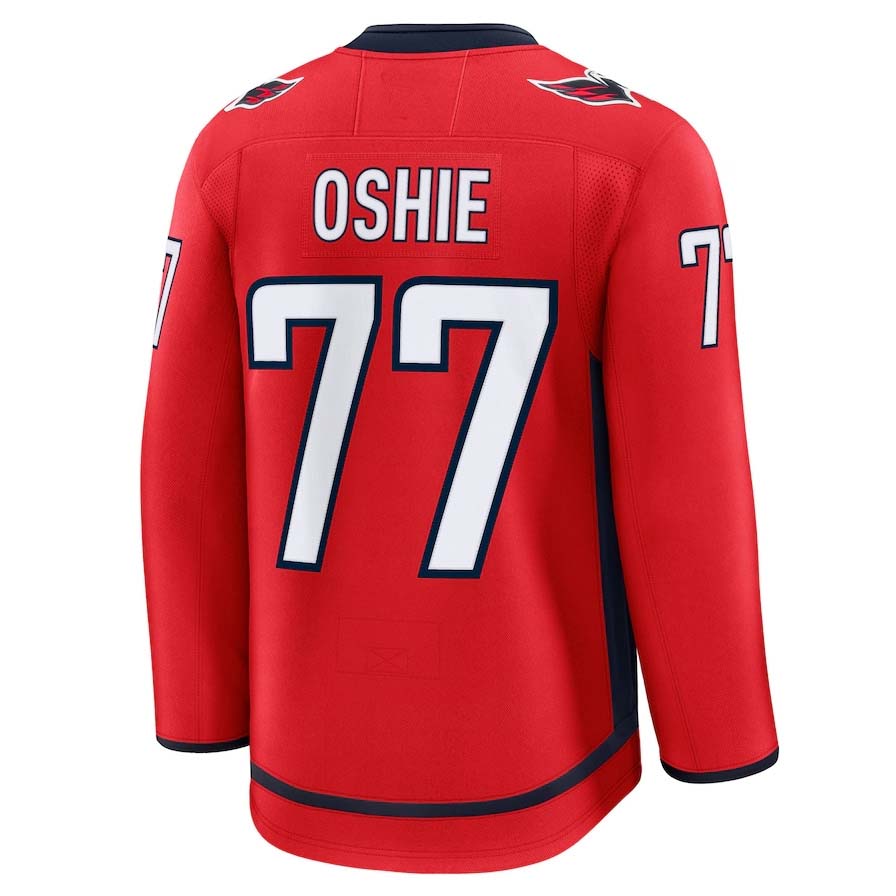 W.Capitals #77 TJ Oshie Fanatics Home Premium Jersey - Red Stitched American Hockey Jersey UNEC